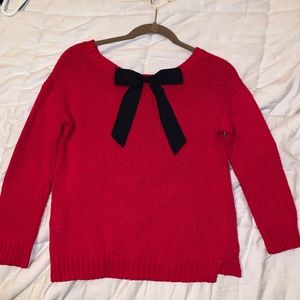 Red Hollister Sweater with Black Bow on the Back